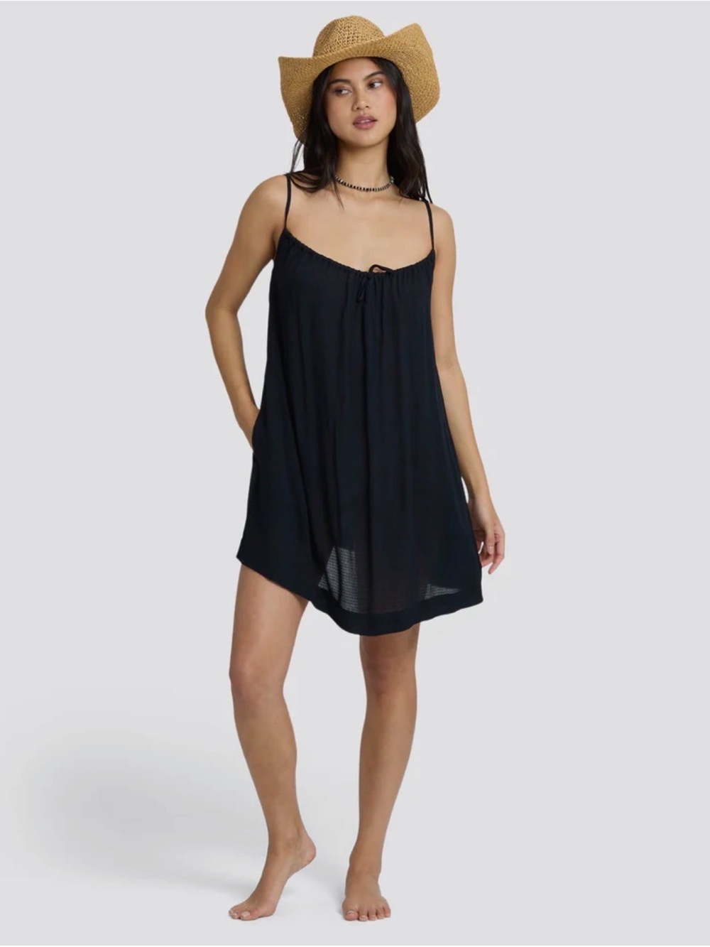Billabong Beach Song Solid Mini Dress in Black Sands Size Small NWT